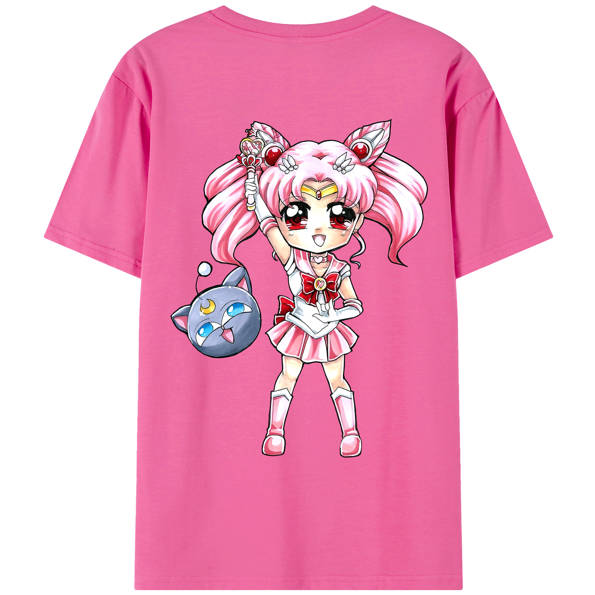 （画像用） 美少女戦士セーラームーン ちびうさ Sailor Moon Chibiusa Tsukino Usagi Small Lady Serenity レディース半袖Tシャツ(バックプリント)